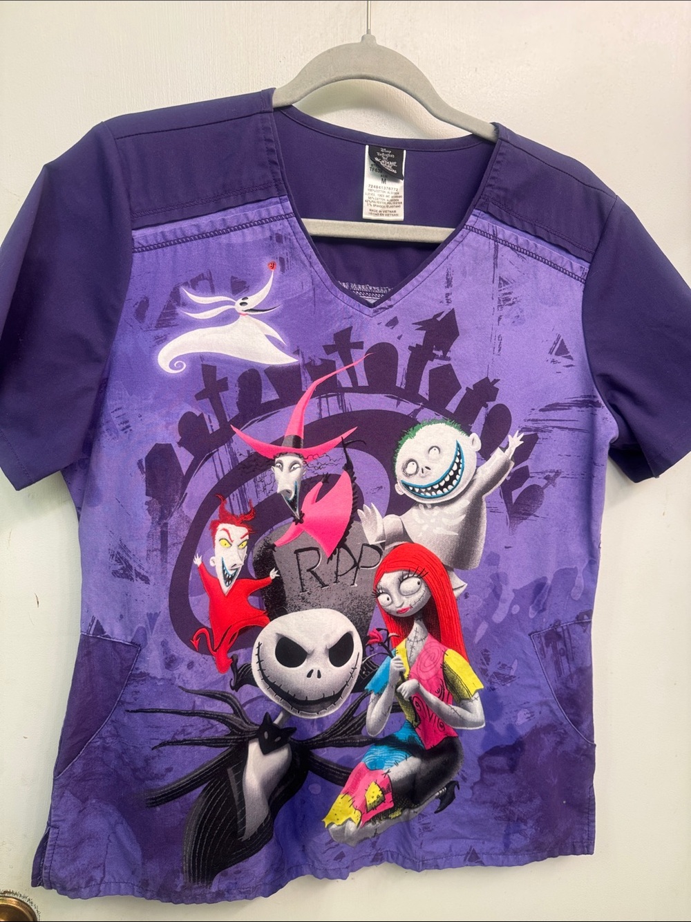 Disney The Nightmare Before Christmas Women's Purple Top with pockets